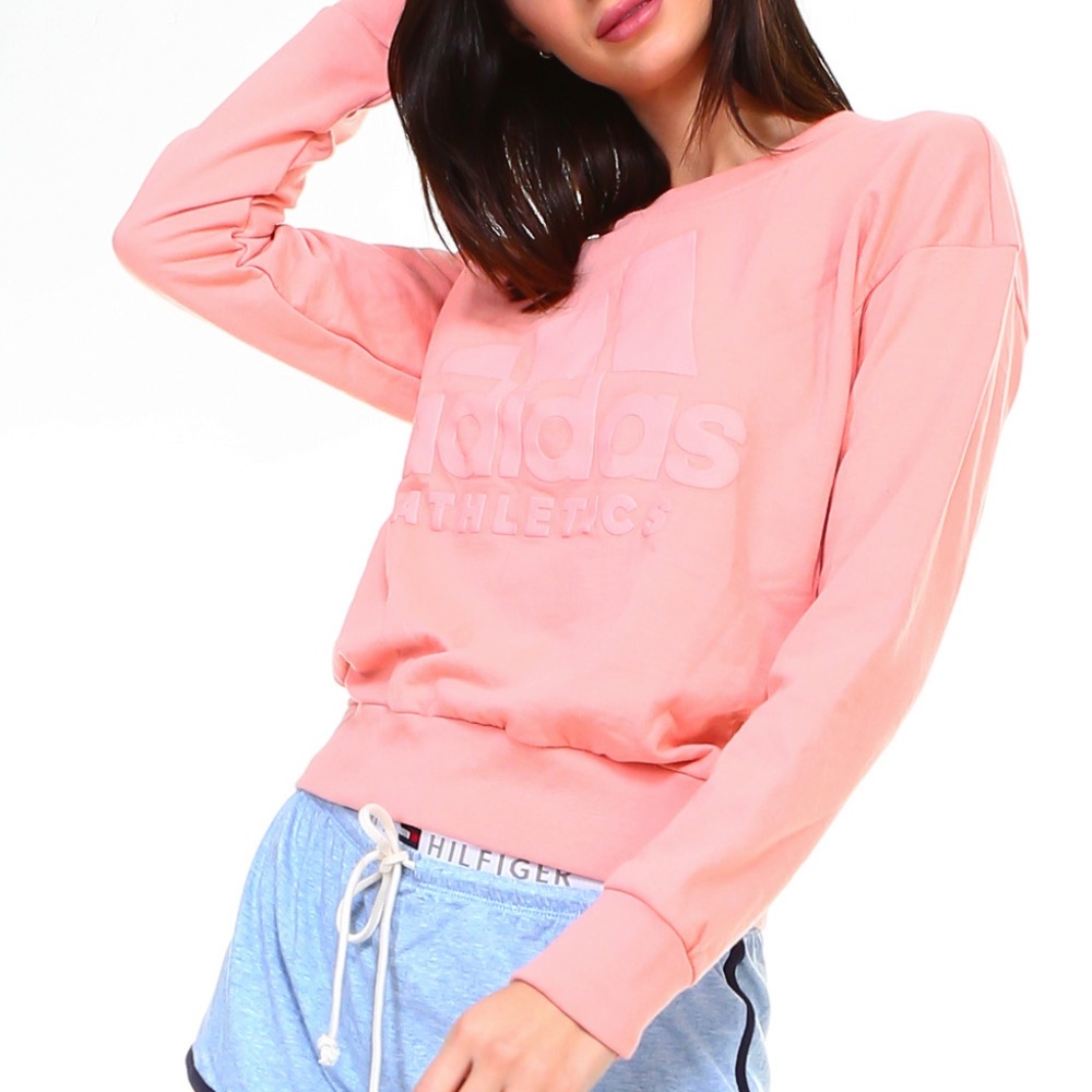 ADIDAS CREW NECK SWEATER SWEATSHIRT embose logo - Picture 6 of 8